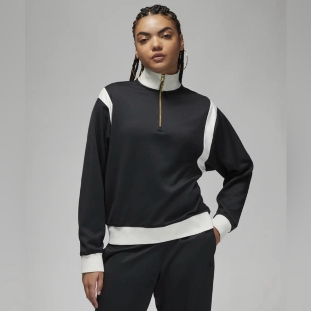 Nike Women's Air Jordan Heritage Suit Top Black/Sail FB5134-010 h Sz XS